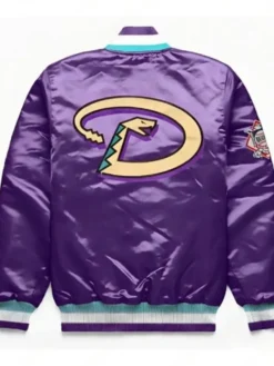 Arizona Diamondbacks Purple Starter Satin Varsity Jacket Back