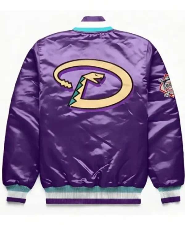 Arizona Diamondbacks Purple Starter Satin Varsity Jacket Back