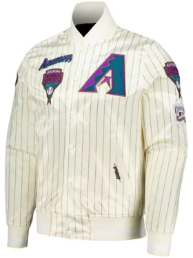 Arizona Diamondbacks White Pinstripe Satin Varsity Jacket
