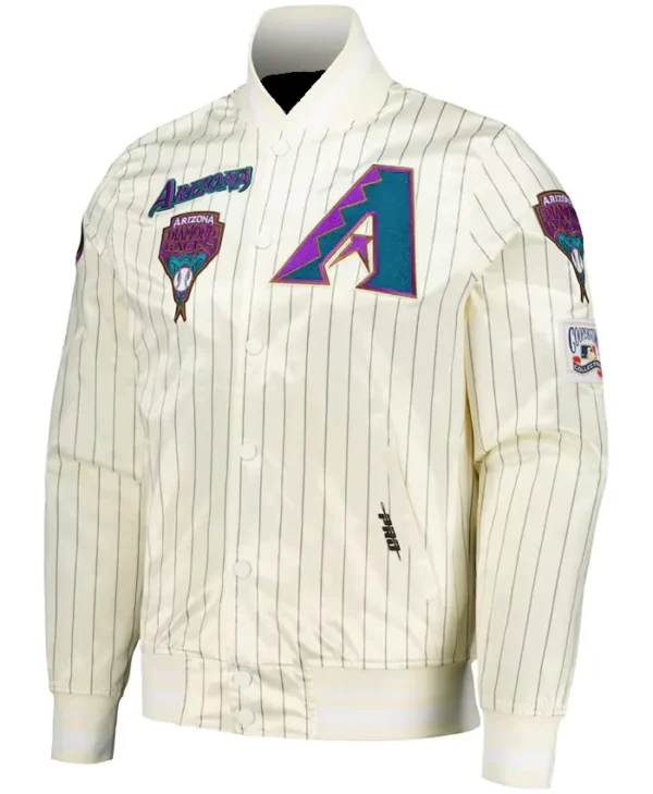 Arizona Diamondbacks White Pinstripe Satin Varsity Jacket