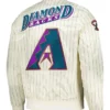 Arizona Diamondbacks White Pinstripe Satin Varsity Jacket Back