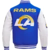 Arnold Los Angeles Rams Mashup Blue Wool Varsity Jacket Back