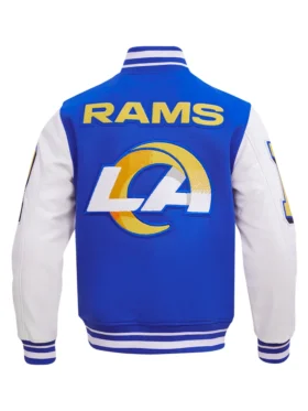 Arnold Los Angeles Rams Mashup Blue Wool Varsity Jacket Back