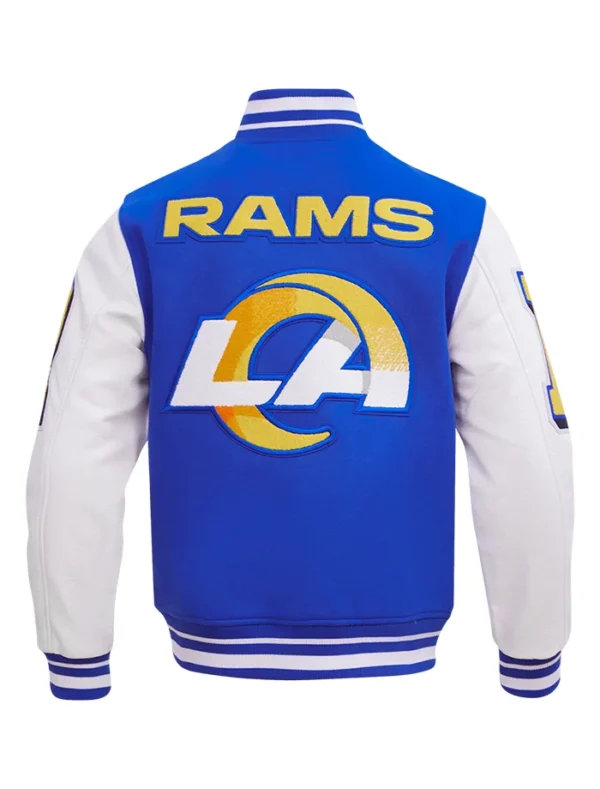 Arnold Los Angeles Rams Mashup Blue Wool Varsity Jacket Back