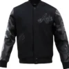 Atlanta Braves Full Snap Black Wool Varsity Jacket