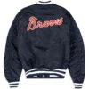 Atlanta Braves Ma 1 Navy Blue Satin Bomber Jacket Back