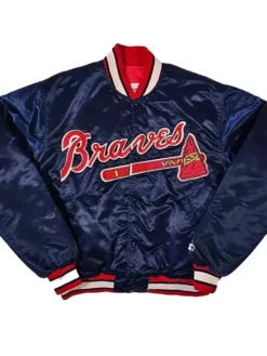 Atlanta Braves Navy Blue Vintage 90s Starter Satin Jacket