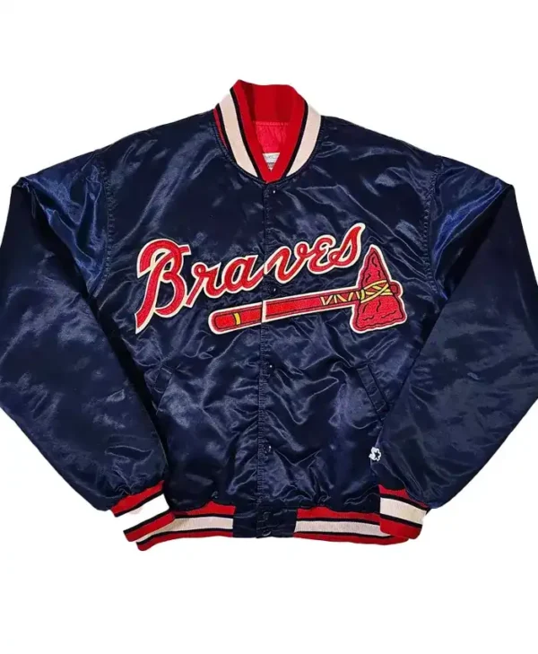 Atlanta Braves Navy Blue Vintage 90s Starter Satin Jacket