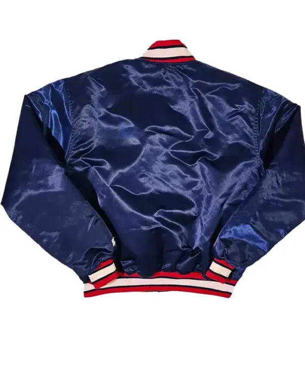 Atlanta Braves Navy Blue Vintage 90s Starter Satin Jacket Back