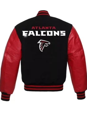 Atlanta Falcons Black Wool Letterman Jacket Back