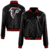 Atlanta Falcons Full Zip Leather Black Varsity Jacket