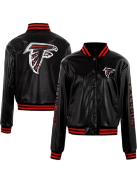 Atlanta Falcons Full Zip Leather Black Varsity Jacket