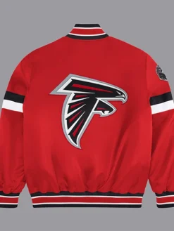 Atlanta Falcons Red Satin Varsity Jacket Back