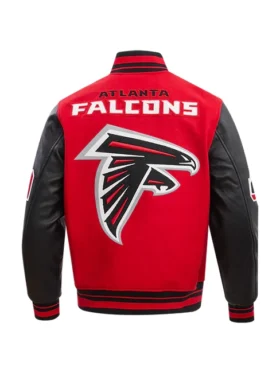 Atlanta Falcons Red and Black Varsity Wool Jacket Back
