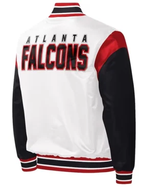 Atlanta Falcons Satin White Letterman Jacket Back
