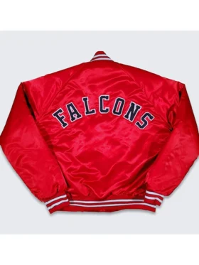 Atlanta Falcons Vintage 80s Chalk Line Satin Varsity Jacket Back