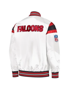 Atlanta Falcons Vintage White Satin Varsity Jacket Back