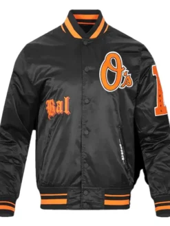 Baltimore Orioles Classic Retro Mens Rib Satin Jacket