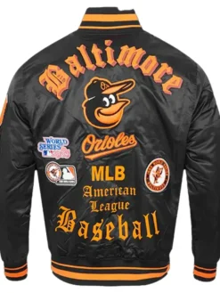 Baltimore Orioles Classic Retro Mens Rib Satin Jacket Back