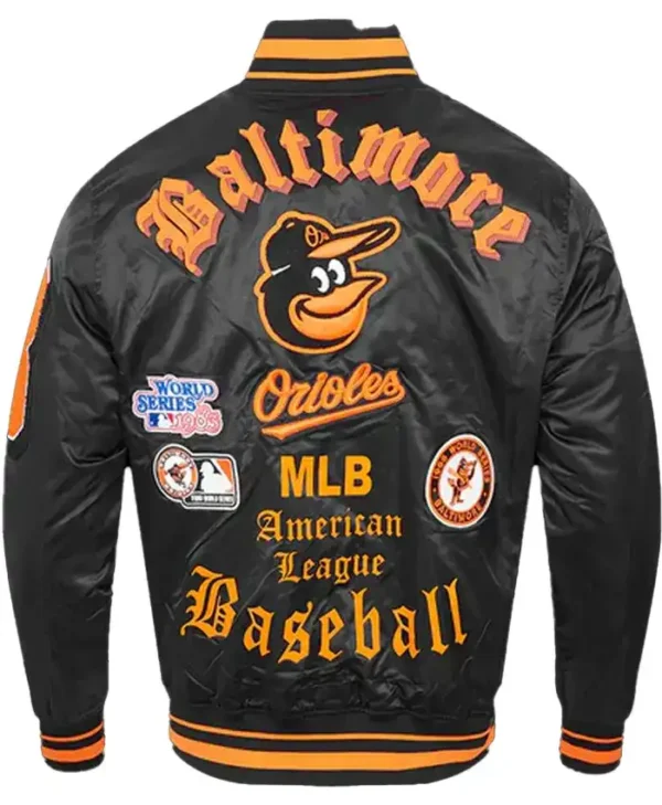 Baltimore Orioles Classic Retro Men’s Rib Satin Jacket Back