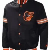 Baltimore Orioles Letterman Black And White Satin Jacket