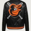 Baltimore Orioles Mashup Rib Satin Varsity Jacket Back