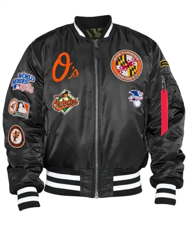 Baltimore Orioles Vintage Black Bomber Jacket