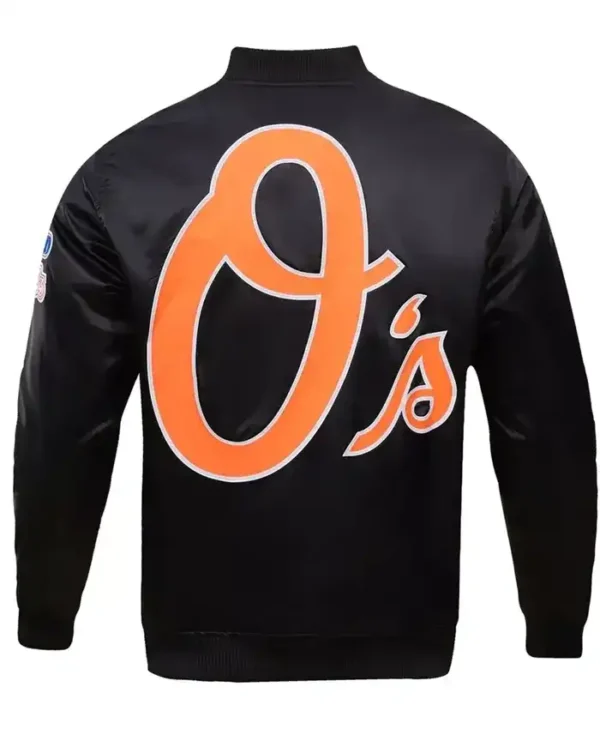 Baltimore Orioles World Series Baseball Black Satin Jacket Back