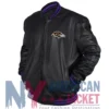 Baltimore Ravens Black Leather Bomber Jacket