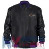 Black Baltimore Ravens Leather Bomber Jacket