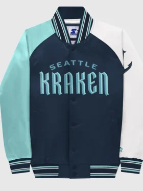 Bonita Seattle Kraken Satin Varsity Jacket