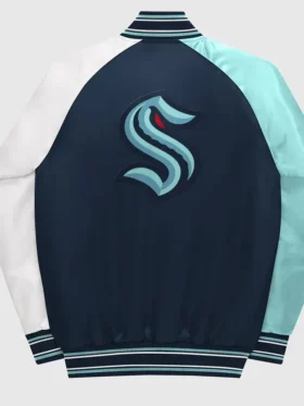 Bonita Seattle Kraken Satin Varsity Jacket Back
