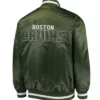 Boston Bruins Starter Satin Green Letterman Varsity Jacket Back