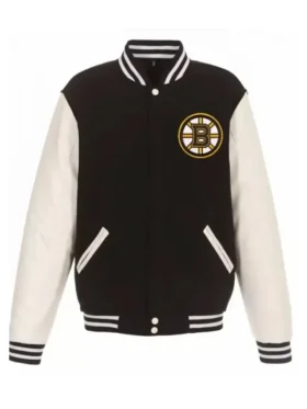 Boston Bruins White And Black Wool Varsity Jacket