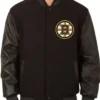 Boston Bruins Wool And Leather Black Varsity Jacket