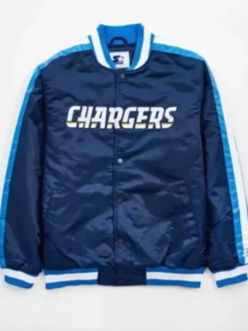 Braxton Los Angeles Chargers Blue Satin Varsity Jacket
