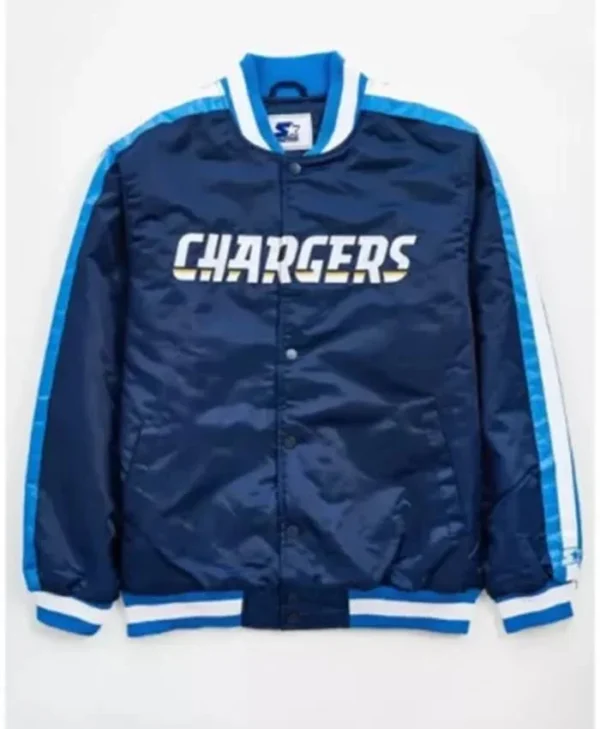 Braxton Los Angeles Chargers Blue Satin Varsity Jacket