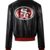 Bridget Niners 49ers Black Varsity Leather Jacket Back