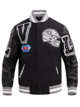 Bryon Hickle Las Vegas Raiders Black Wool Varsity Jacket