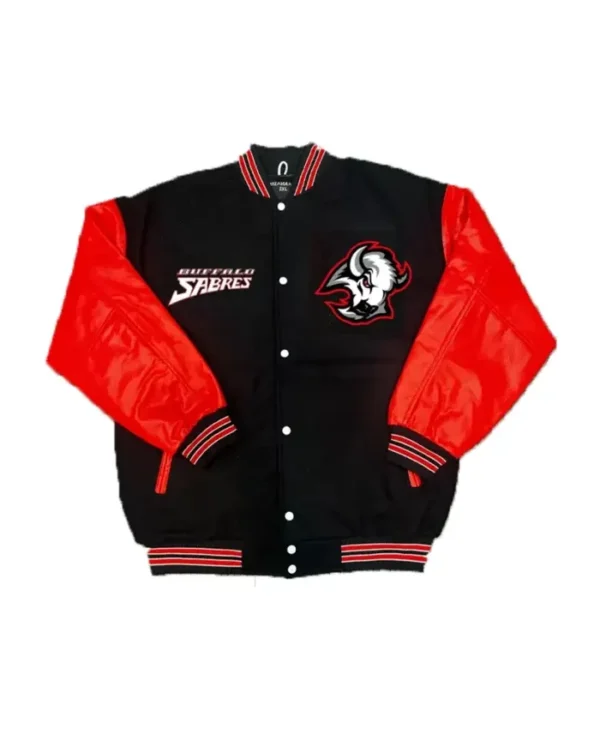 Buffalo Sabres Black And Red Letterman Varsity Jacket