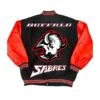 Buffalo Sabres Black And Red Letterman Varsity Jacket Back