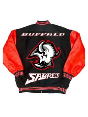 Buffalo Sabres Black And Red Letterman Varsity Jacket Back