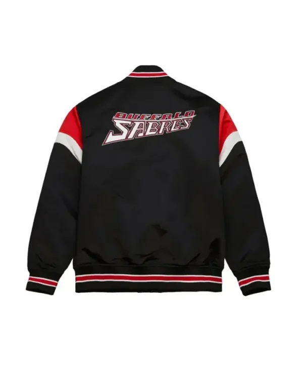 Buffalo Sabres Black Satin Varsity Jacket Back