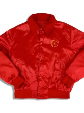 Calgary Flames 1990’s Red Satin Varsity Jacket