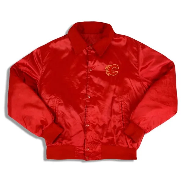 Calgary Flames 1990’s Red Satin Varsity Jacket