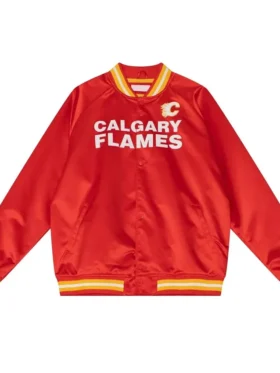 Calgary Flames Red Lightweight Satin Varsity Jacket