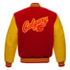 Calgary Flames Red and Gold Wool Varsity Jacket Back