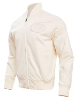 Cantu Cream San Francisco 49ers Cream Satin Varsity Jacket