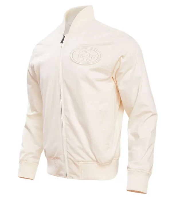 Cantu Cream San Francisco 49ers Cream Satin Varsity Jacket
