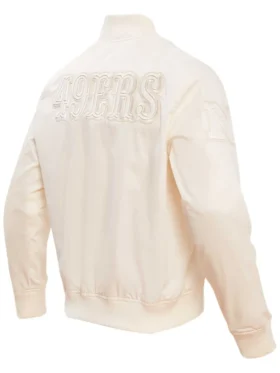 Cantu Cream San Francisco 49ers Cream Satin Varsity Jacket Back